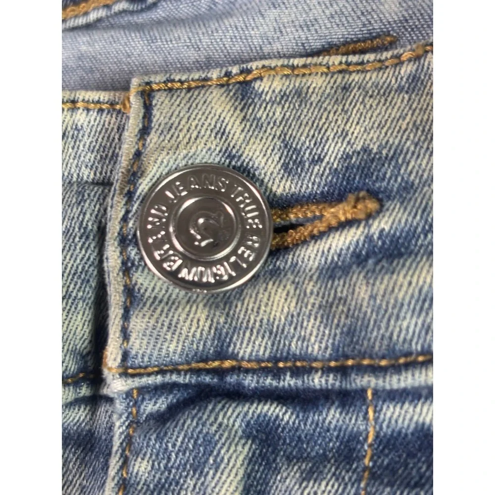 True Religion Rocco Jeans Mens 44 Blue Denim Acid Wash Relaxed Skinny Streetwear
